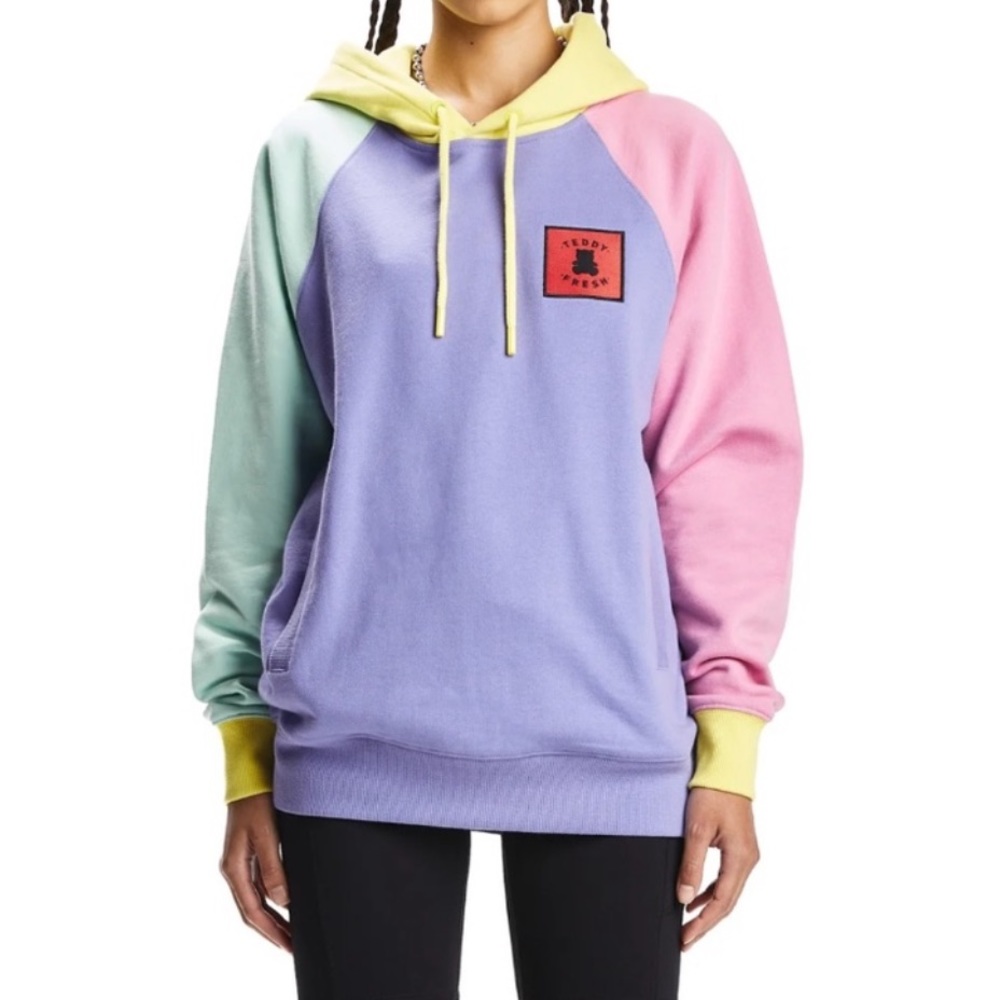 Teddy Fresh Colorblock Hoodie Hooded Sweatshirt Large L - 100% cotton